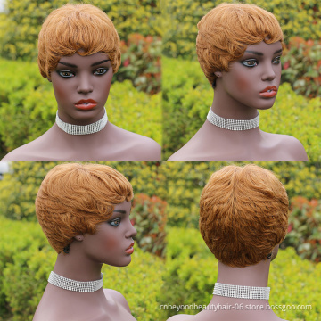 Pixie Cut Human Hair Wigs For Black Women Short Human Hair Wig With Bangs Brown Cheap Human Hair Wigs